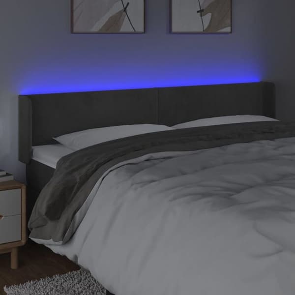 Maison Exclusive - LED-päätyharso Tummanharmaa 163x16x78/88 cm Sametti mörkgrå