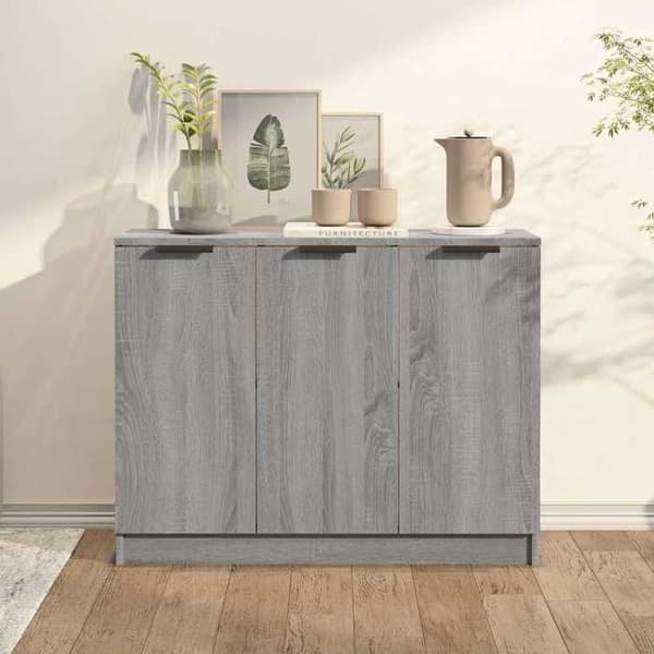 Buffet - EKSKLUSIVT HUS - Sonoma - Grå - 3 døre - Ingeniørtræ 90,5x30x70 cm grå