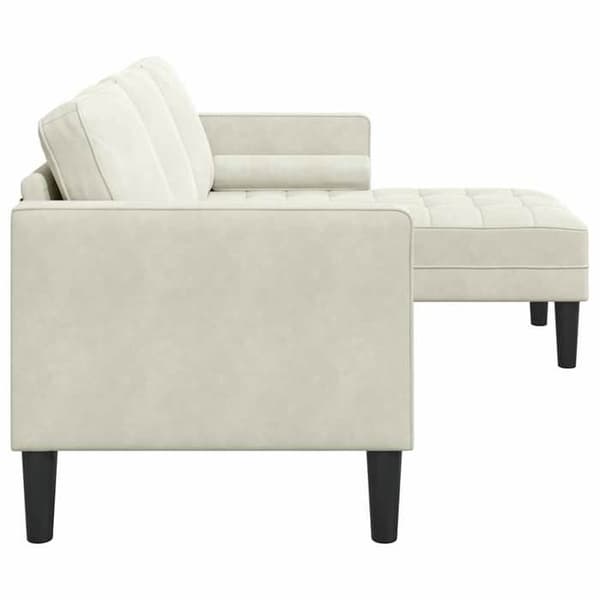 Soffa - EXKLUSIVT HUS - Modulär sektionsoffa - Cremefärgad polyester sammet - Trästruktur - Mjuk sits Grädde