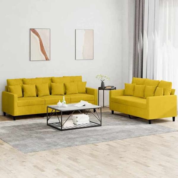 Maison Exclusive - Sæt af 2 sofaer med puder Gul Velour