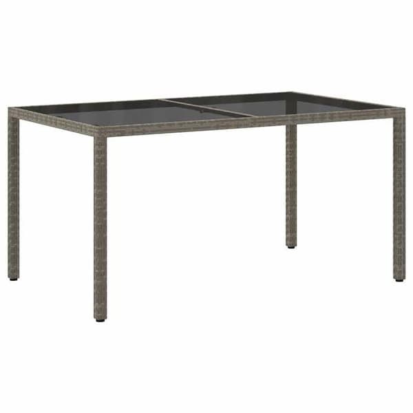 Maison Exclusive - Trädgårdsbord 150x90x75 cm Tempererat glas och polyrotting Grå