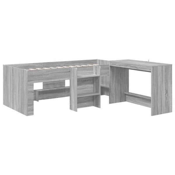 Maison Exclusive - Hög säng för barn med skrivbord 2 st Sonoma grå