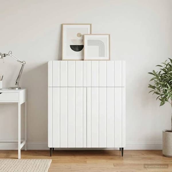 Maison Exclusive - Hvid glans buffet 66 x 34,5 x 92 cm Ingeniørtræ