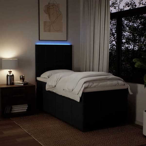 Maison Exclusive - Sengebund med lameller og madras Sort 100x200 cm Stof