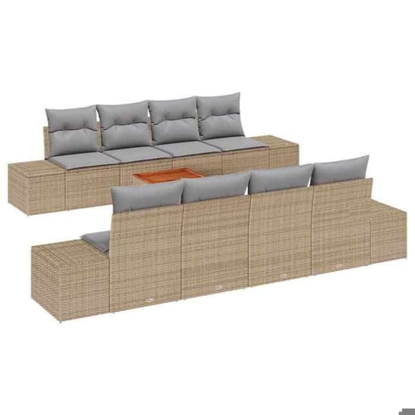 Maison Exclusive - 9-delars trädgårdsoff-set i beige och ljusgrå polyrotting