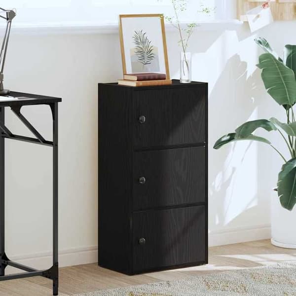 Maison Exclusive - Bibliotek ek svart 40x24x77 cm ingenjörsträ
