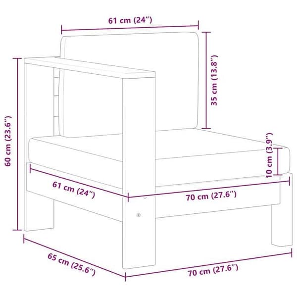 Maison Exclusive - Central sofa med 1 armlæn Mørkegrå Solid akacietræ