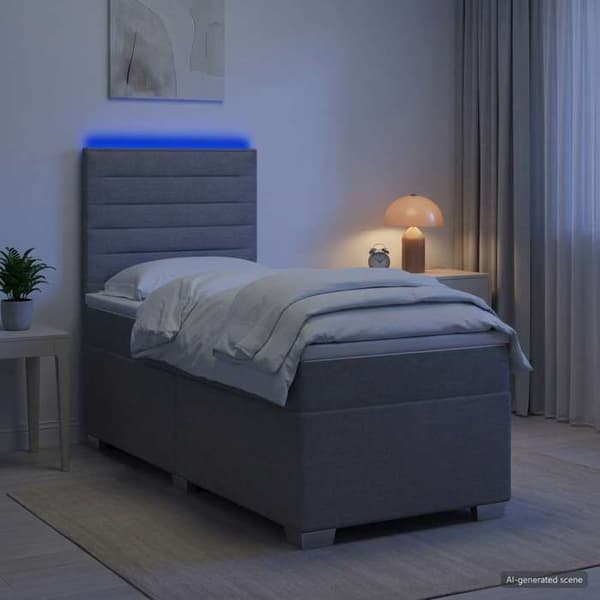 Maison Exclusive - Boxspring säng med madrass Ljusgrå 100 x 200 cm Tyg