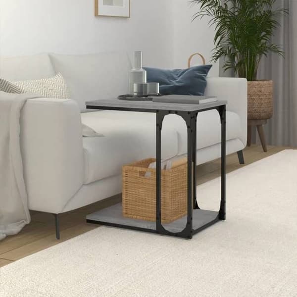 Sidobord - EXKLUSIV HEM - Sonoma grå - Ingenjörsträ - Stålram - Design i C Sonoma grå