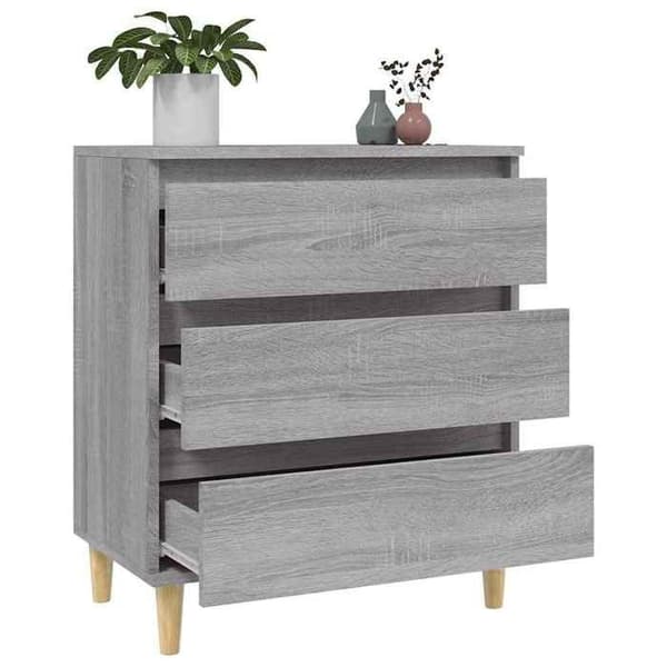 Buffet - EKSKLUSIVT HUS - Sonoma - Grå - 3 skuffer - Ingeniørtræ 60x35x70 cm Grå