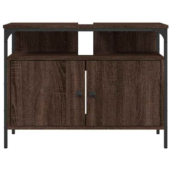 Maison Exclusive - Badeværelsesskab med vask i brunt egetræ 80x30x60 cm