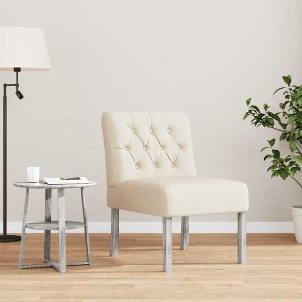 Maison Exclusive - Stol uden armlæn i lin designet med knapper