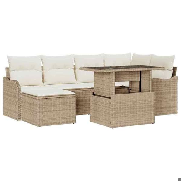 Maison Exclusive - 7 osan beige puutarhakalustesarja
