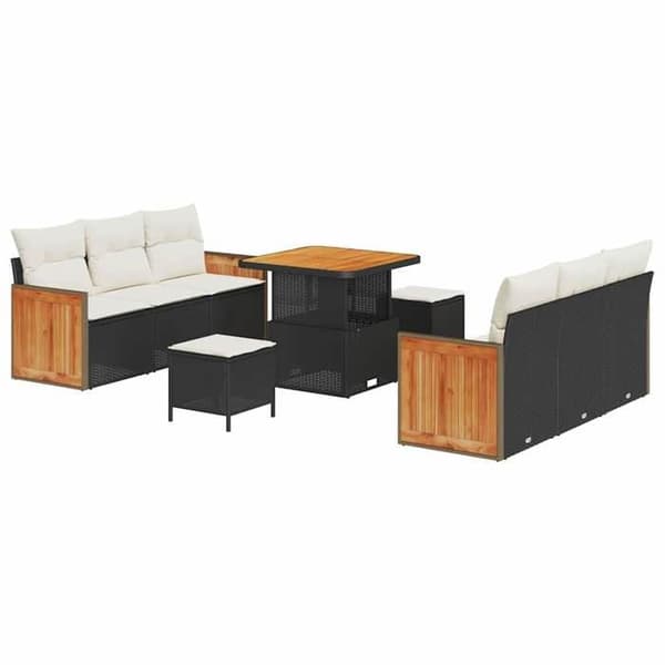 Trädgårdsoffmöbel - EXKLUSIVT HUS - 11-delat set - Modulerbart - Poly rattan & akacia - 8 platser Neutrala färger