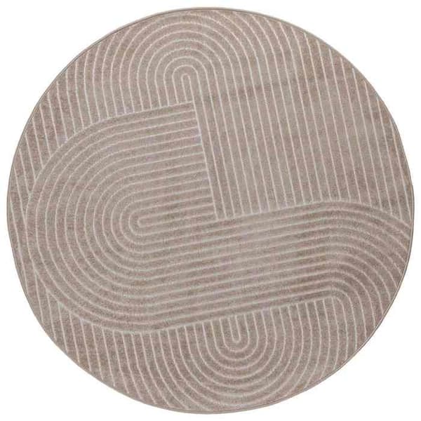 Tæppe - EKSKLUSIVT HUS - PALMERAS - Beige - Ø 160 cm - Skridsikker beige