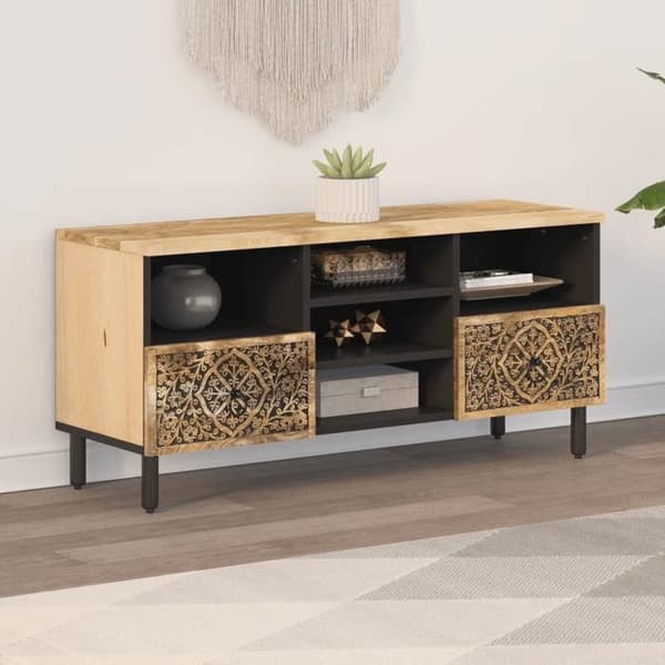 Maison Exclusive - TV-møbel 100x33x46 cm i massivt mangotræ Ej specificerat