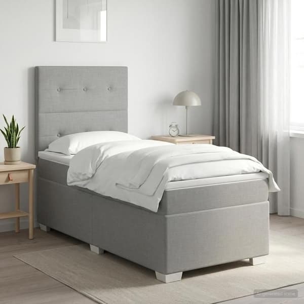 Maison Exclusive - Boxspring seng med madras Lys grå 90 x 200 cm Stof Ljusgrått