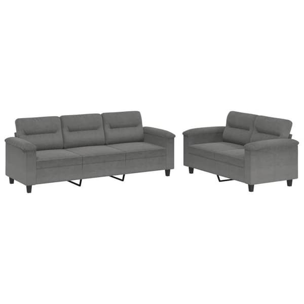 Maison Exclusive - Sæt af 2 sofaer med mørkegrå puder i mikrofiberstof