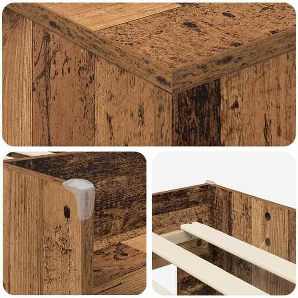 Maison Exclusive - Loft sängram med garderob med dörr 3 pc Antik trä