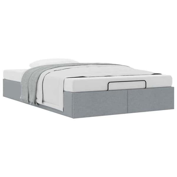 Sengestel ottoman - EKSKLUSIV HUS - 120x190 cm - Lys grå - Polyesterstof - Hydraulisk opbevaring Ljusgrått