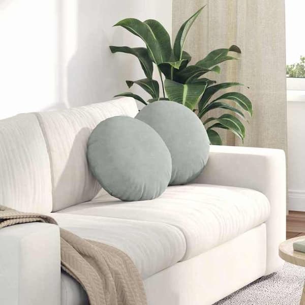 Istuinalustat - EXKLUSIIVINEN KOTI - Ø 40 x 13 cm - Sametti - Polyesteritäyte - 2 kpl Ljusgrått
