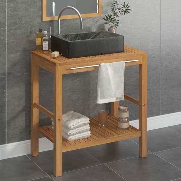 Maison Exclusive - Solid teak badeværelsesskab med sort marmor vask Noir (marmorhandfat)