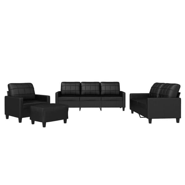 Maison Exclusive - Sæt af 4 sofaer med puder i sort kunstlæder