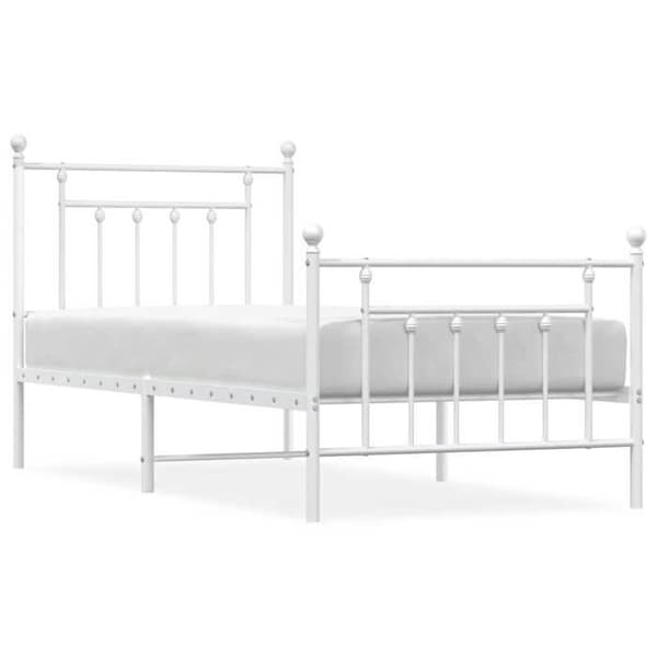 Sängram - EXKLUSIV HEM - 90 x 200 cm - Vit stål - Ribbotten - Förvaring under säng Vit