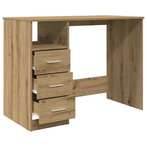 Maison Exclusive - Håndlavet egetræskontor 102x50x76 cm ingeniørtræ Ek