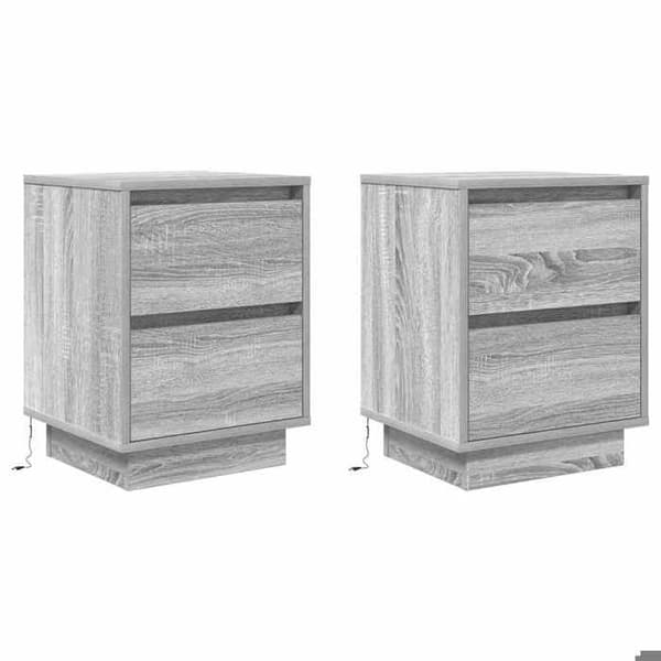 Maison Exclusive - Natborde med LED-lys 2 stk sonoma grå 38x34x50 cm