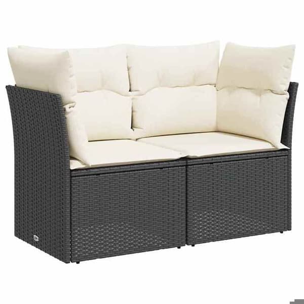 Maison Exclusive - Trädgårdsoffa med kuddar 2 platser svart flätad resin