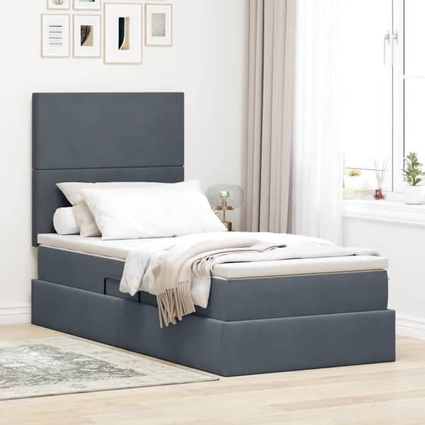 Maison Exclusive - LED opbejdningsseng med madras Mørkegrå 90 x 190 cm Mörkgrå