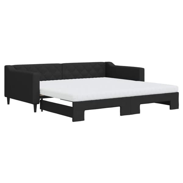 Maison Exclusive - Sengebænk med udtræk og sort madras 100x200 cm stof