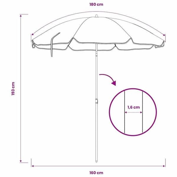 Maison Exclusive - Sininen terassivarjo teräspylväällä 180 cm Blå