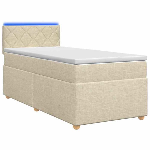 Maison Exclusive - Boxspring säng med madrass Crème 90 x 200 cm Tyg