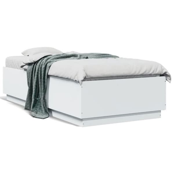 Maison Exclusive - Sängram med LED utan madrass vit 90x190 cm