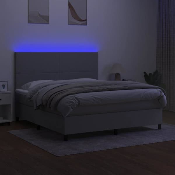 Maison Exclusive - Sengebund med lameller og madras samt LED Lys Lysgrå 180x200 cm
