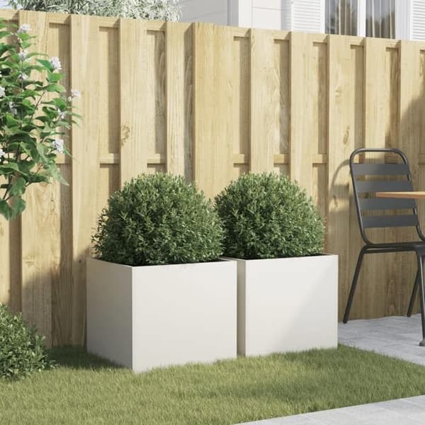 Maison Exclusive - 2 stk. hvide plantekasser 42x40x39 cm stål Vit