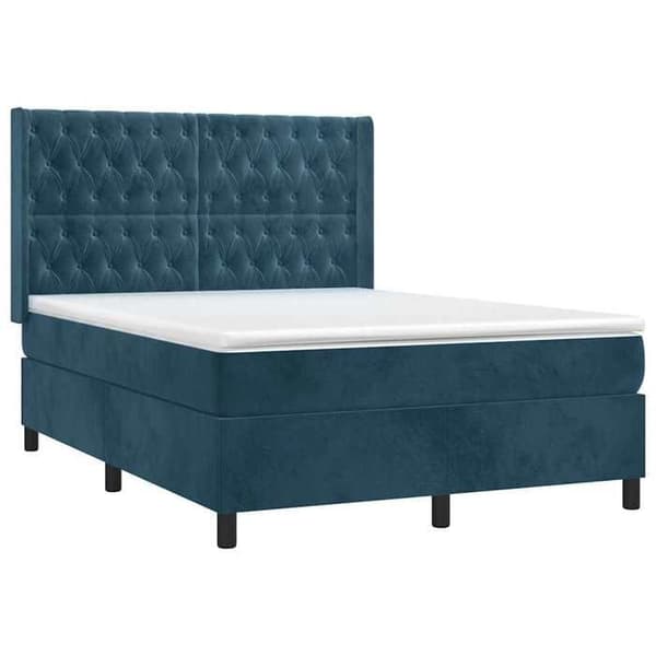Maison Exclusive - Sultanbalk av trä och mörkblå madrass 140x200cm Sammet