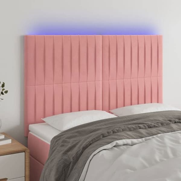 Maison Exclusive - LED Hovedgærde Rosa 144x5x118/128 cm Velour rosa
