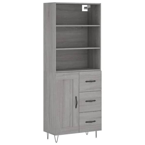 Maison Exclusive - Buffé hög Sonoma grå 69,5x34x180 cm Ingenjörsträ