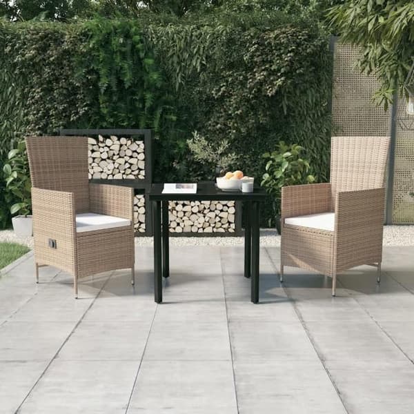 Maison Exclusive - Puutarhakalustesarja tyynyillä 3 kpl Beige