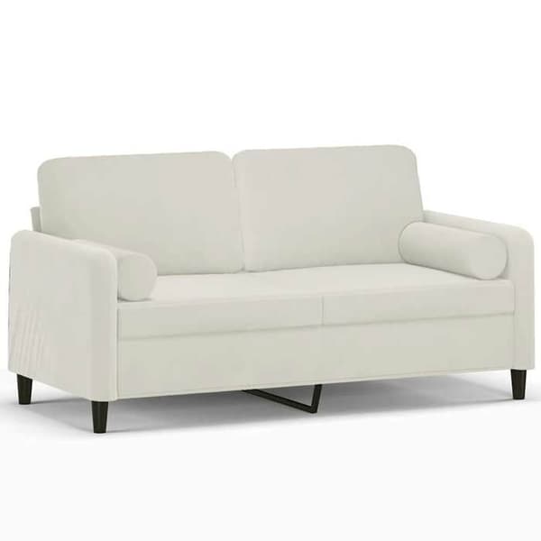 Maison Exclusive - Soffa 2 platser med dekorativa kuddar i krämfärg 140 cm sammet