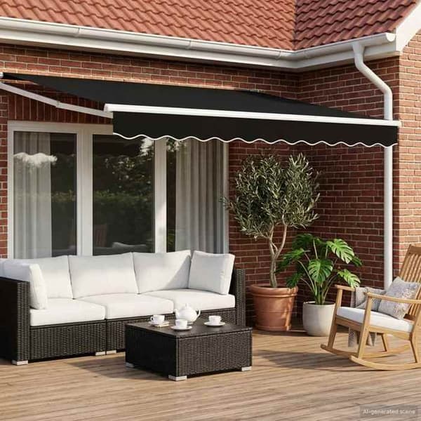 Maison Exclusive - Manuel indtrækbar butik med LED lys Sort og Hvid 3,5 x 2,5 m