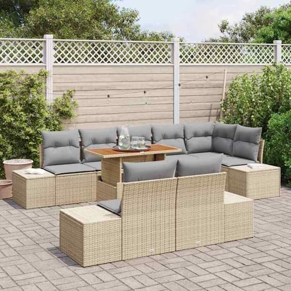 Maison Exclusive - 9 stk. have-sofa sæt Beige Poly rattan