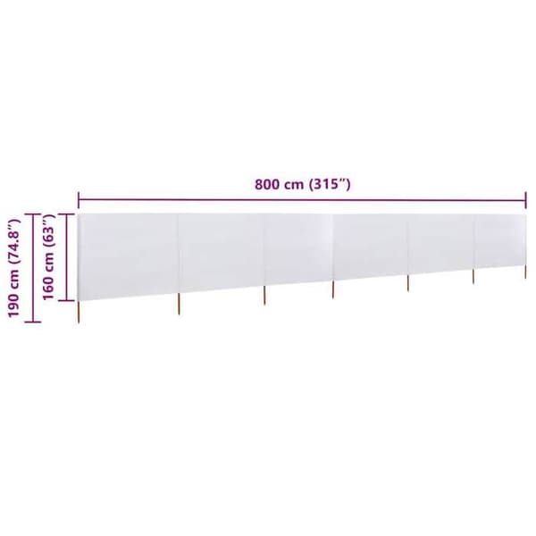 Maison Exclusive - Skärm 6 paneler Tyg 800 x 160 cm Vit sand