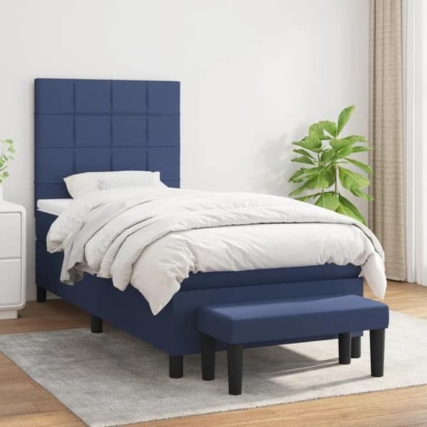 Maison Exclusive - Sengestel med springmadras Blå 90x200 cm Stof