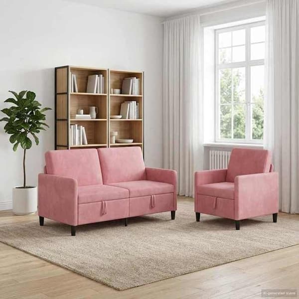 Maison Exclusive - Soffa med förvaring 2 st Rosa Polyester