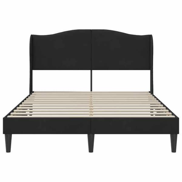 Sengestel - EKSKLUSIV HUS - 120 x 190 cm - Velour hovedgærde - Sort - Lamelseng Svart