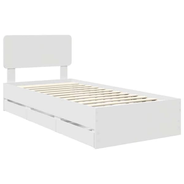 Maison Exclusive - Sängram med låda Vit 75 x 190 cm Ingenjörsträ